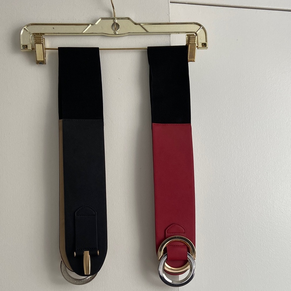 Chic Black and Red Women's Belt Set